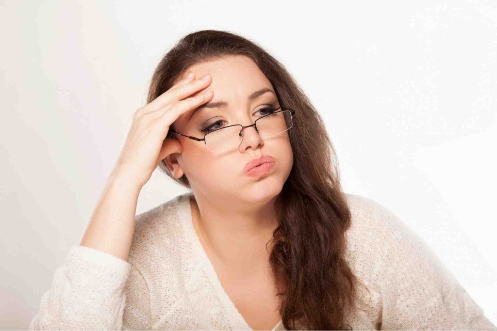 Women pouting due to tireness