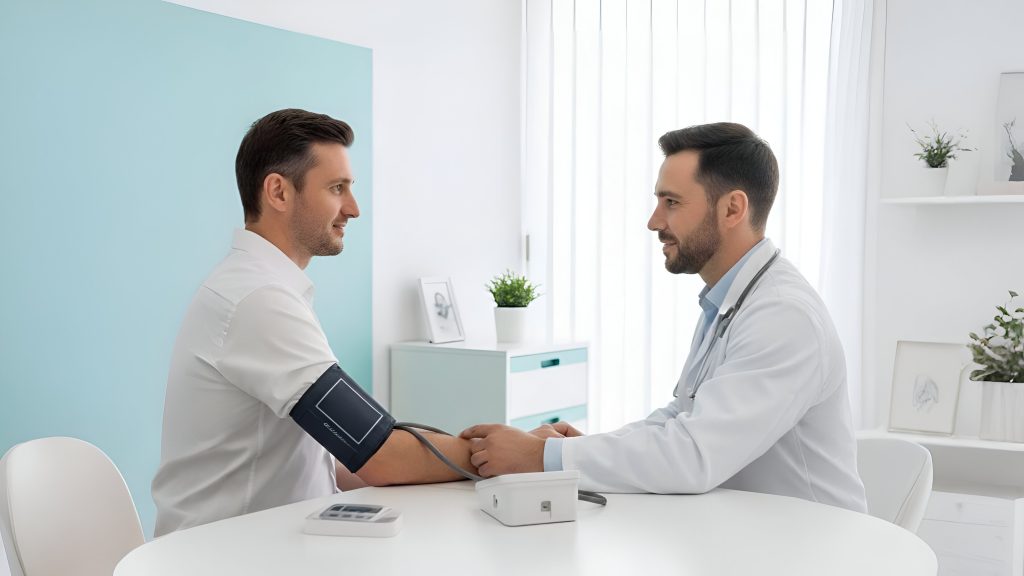 Representing the routine monitoring and symptom review essential for safe TRT management.