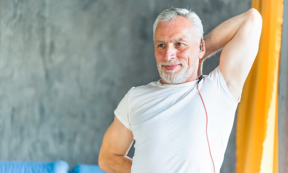 Adult man stretching