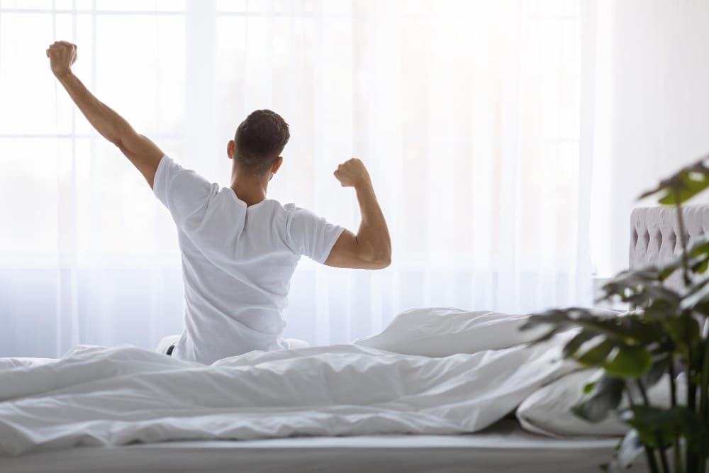 Man just wake up from bed