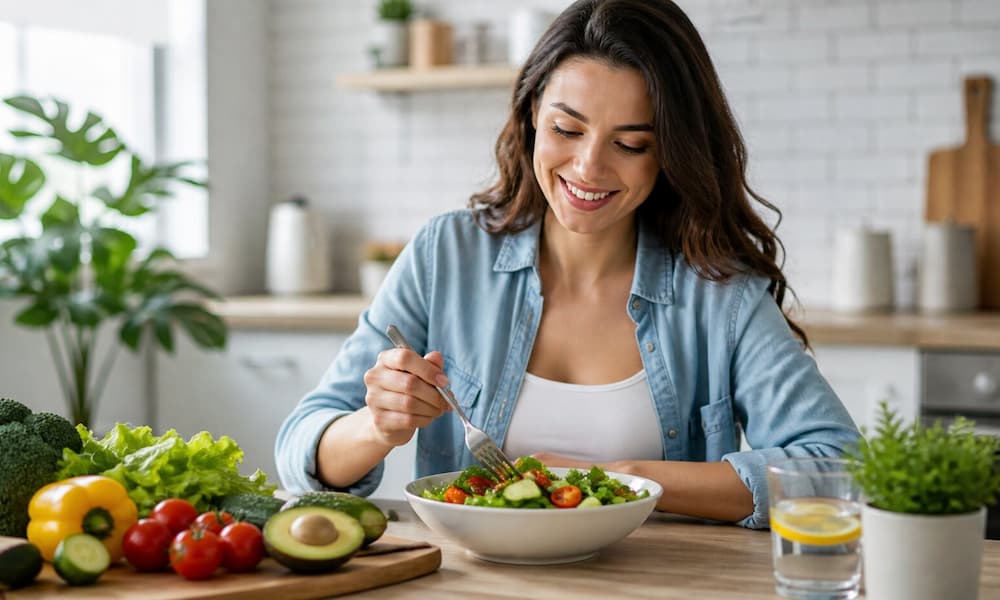 Girl eating healthy