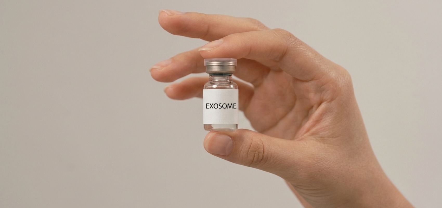 hand holding a small glass vial
