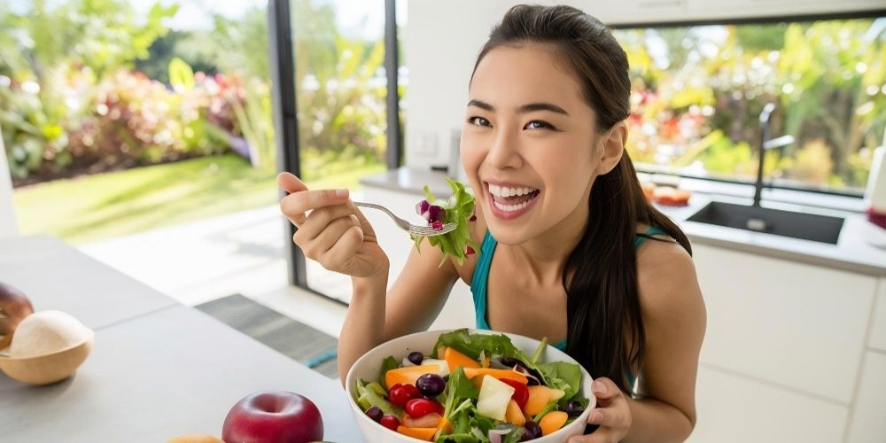 Eating healthy diet food to influence hormones