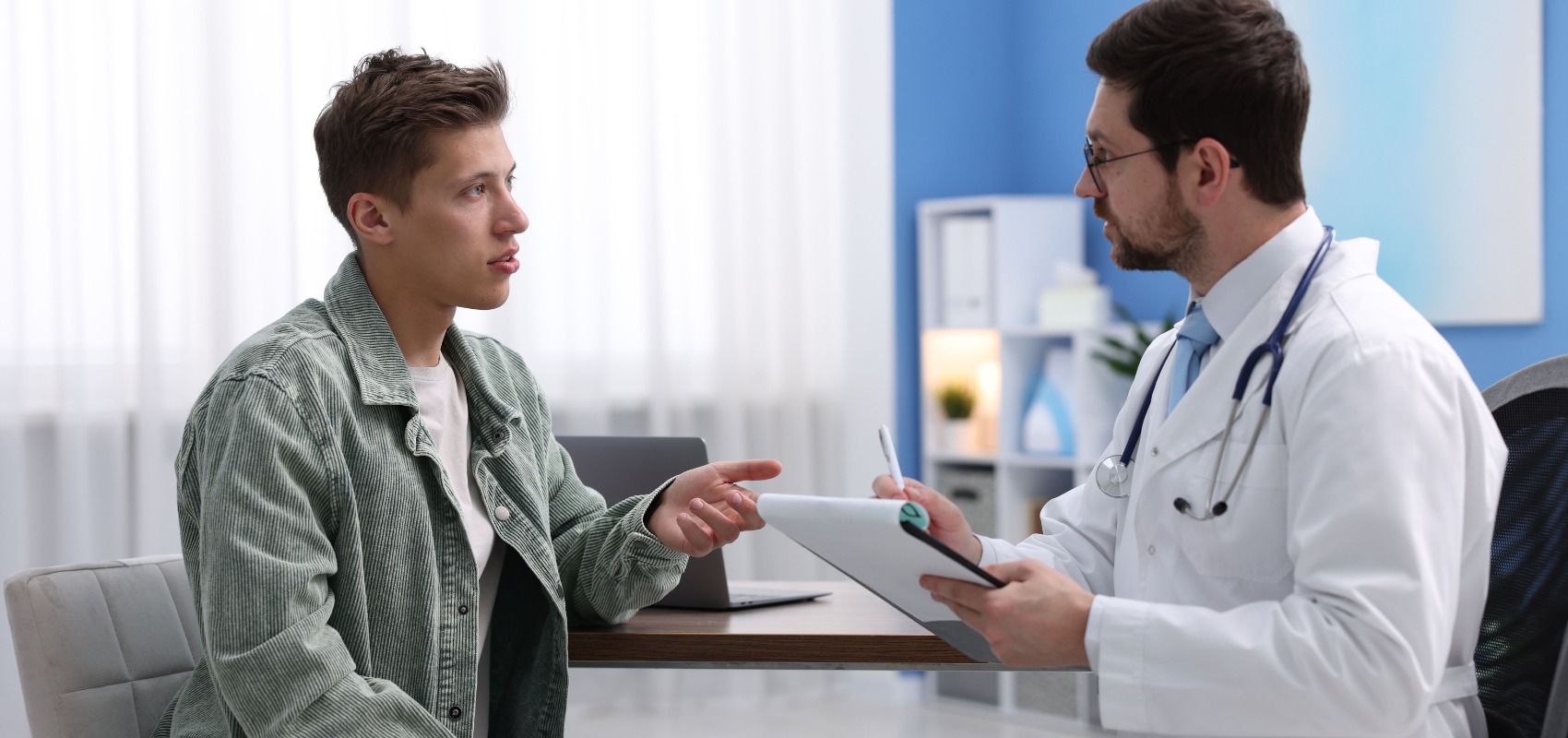 during a consultation while the doctor