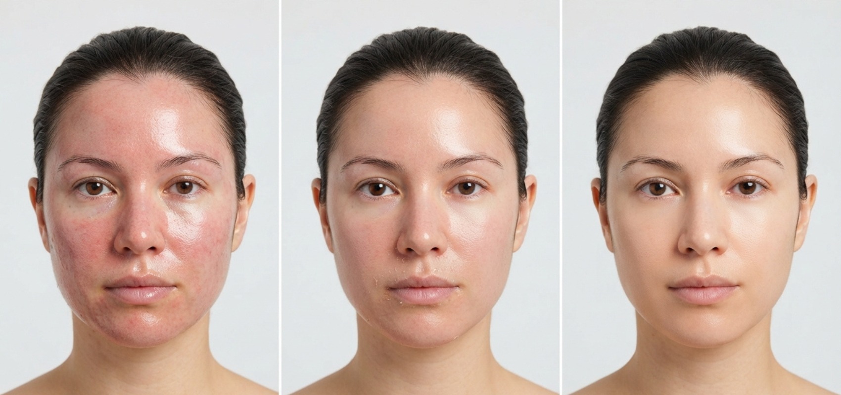 progression of facial skin following a professional microneedling treatment