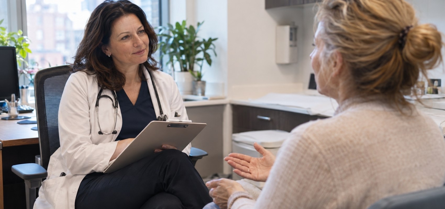 menopause specialist during an initial consultation